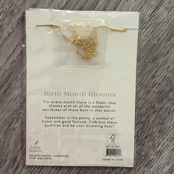 Gold Birth Month September Flower Necklace - Peony - Picture 2 of 3